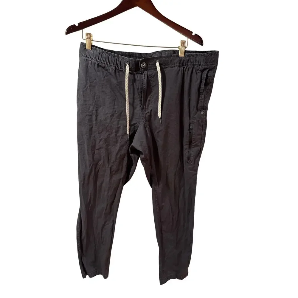 Vuori Jogger Pants Men XXL Black Elastic Waist Drawstring Zip Pocket - Picture 2 of 5